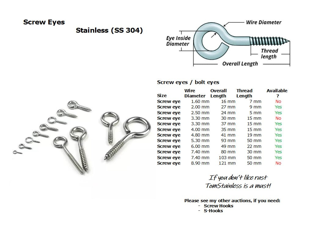 Screw Eye 2.5 x 24 mm Stainless Steel (SS304)