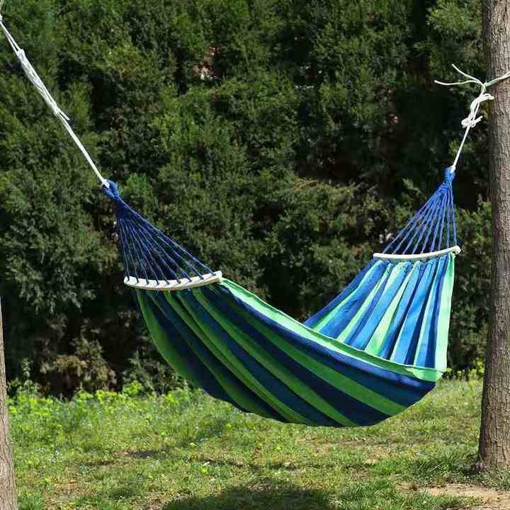 Strong Hammock with wooden support for one person *** Canvass