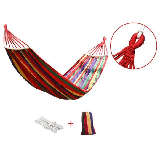 Strong Hammock with wooden support for one person *** Canvass